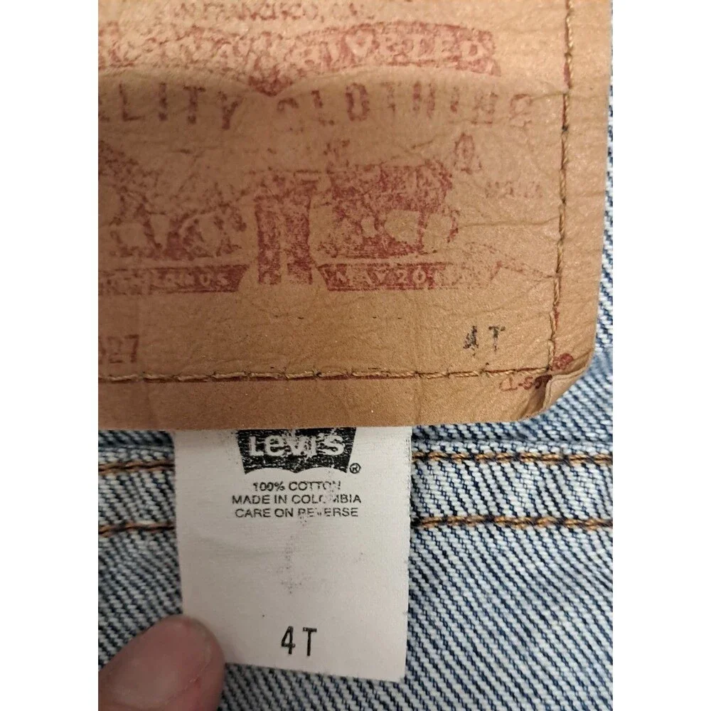 VTG 90s Little Levi's Denim Jean Jacket Sz 4T Toddler Pockets Snap Front Trucker